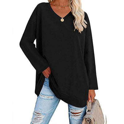 Milena - Top In Maglia Con Scollo a V E Manica Lunga
