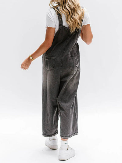 Clarice - Salopette In Denim Distressed Dal Taglio Morbido