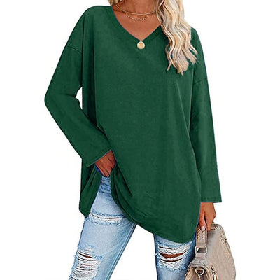 Milena - Top In Maglia Con Scollo a V E Manica Lunga