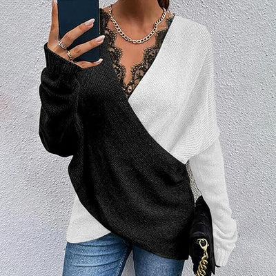 Keira - Maglione Avvolgente a Maniche Lunghe con Scollo a V