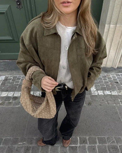 Alena - Giacca Bomber in Pelle Scamosciata