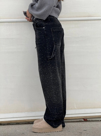 Zella - Jeans Comodi con Strass Luccicanti