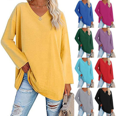 Milena - Top In Maglia Con Scollo a V E Manica Lunga