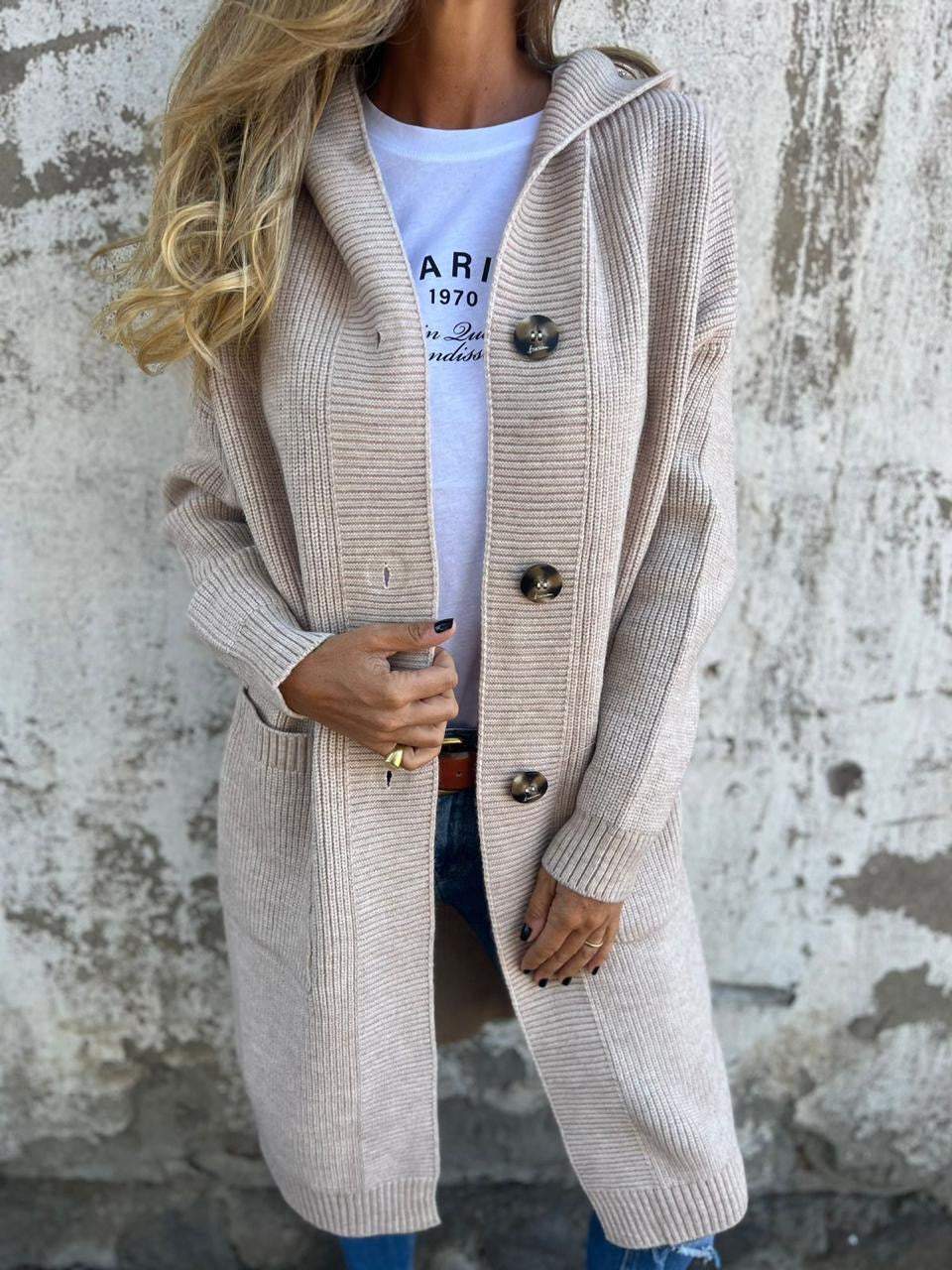 Kaitlin - Elegante Cardigan Lungo In Maglia