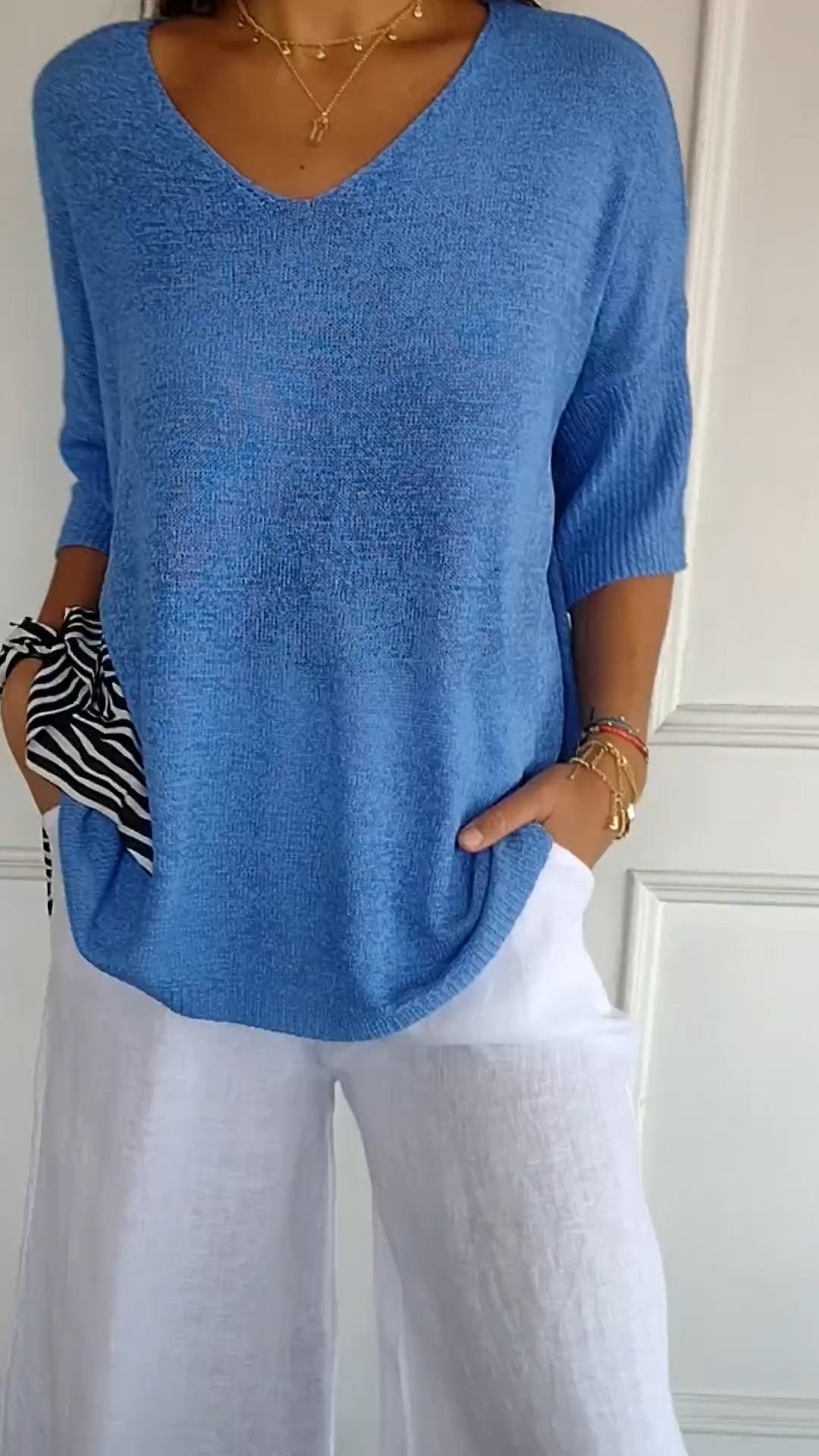 Mitzi - Top In Maglia Con Collo A Punta