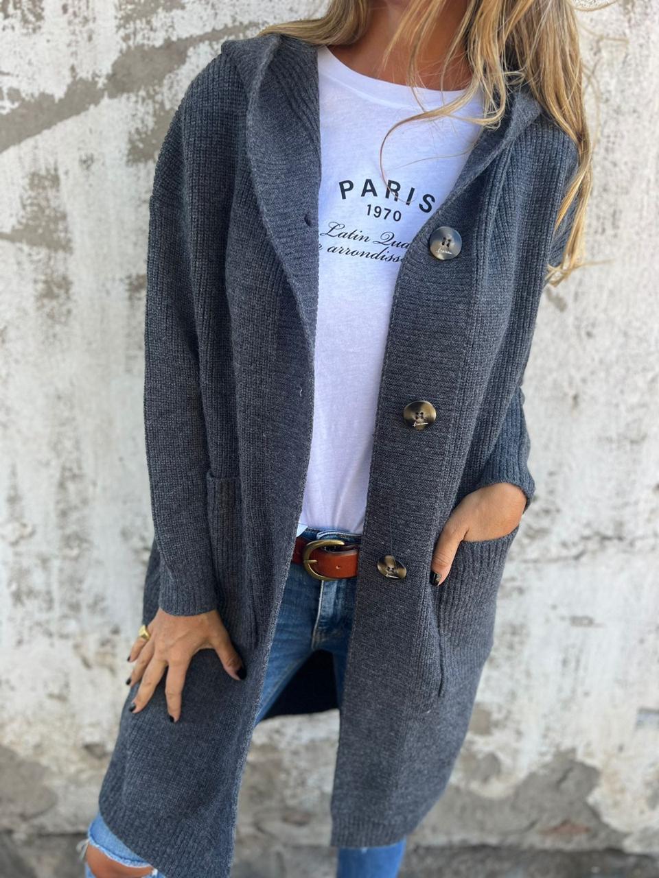 Kaitlin - Elegante Cardigan Lungo In Maglia